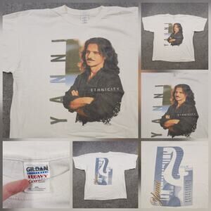 VTG Y2K Yanni Ethnicity Tour T Shirt Mens 2XL White 2003 Concert Band Tee Music